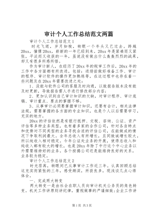 审计个人工作总结范文两篇