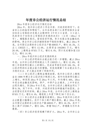 年度非公经济运行情况总结