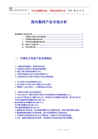 国内数码产品市场分析