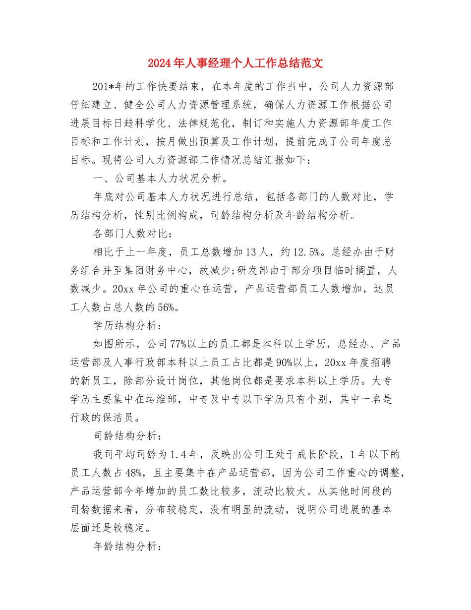 2024年人事经理个人工作总结范文与2024年人事经理个人工作总结范文1汇编_第3页