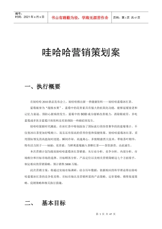 哇哈哈营销策划案