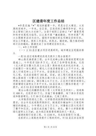 区建委年度工作总结