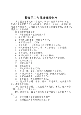 共青团工作目标规章制度管理