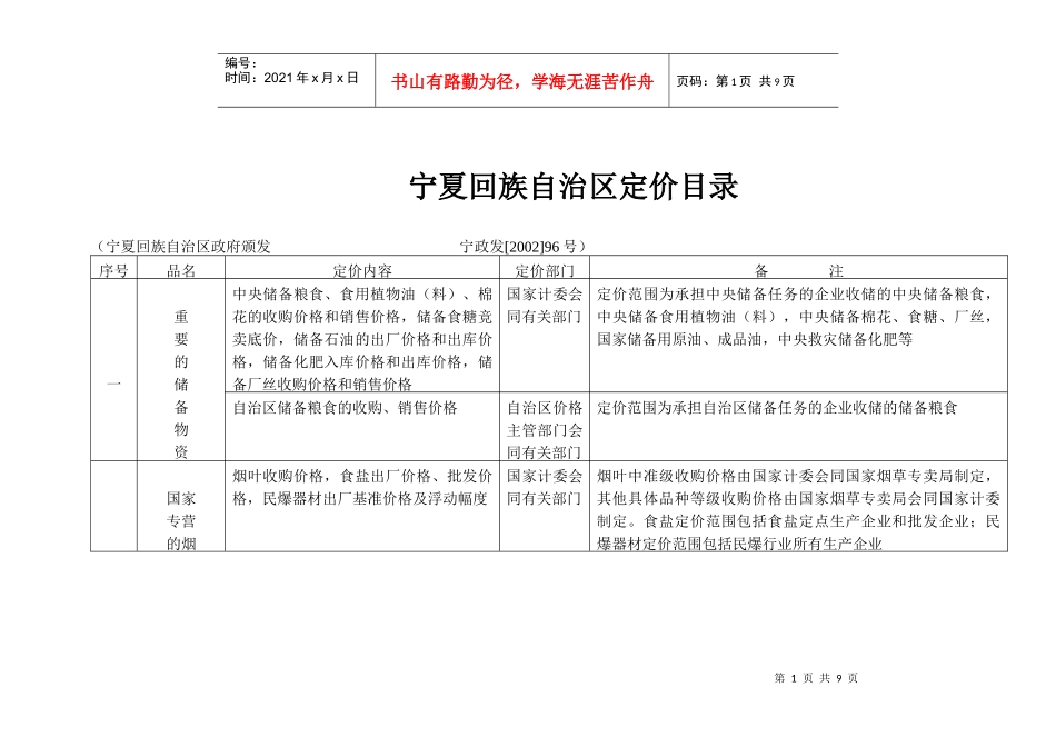 宁夏回族自治区定价目录_第1页