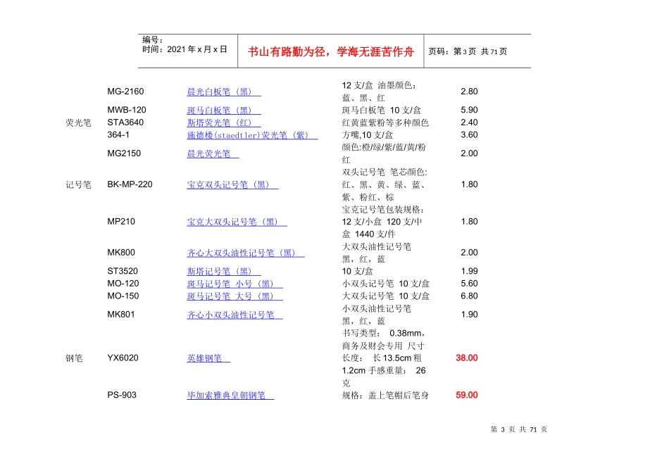 办公用品价格及清单01_第3页