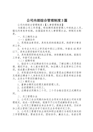 公司内部综合管理规章制度3篇
