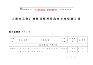 上海市文化广播影视管理局政府公开信息目录