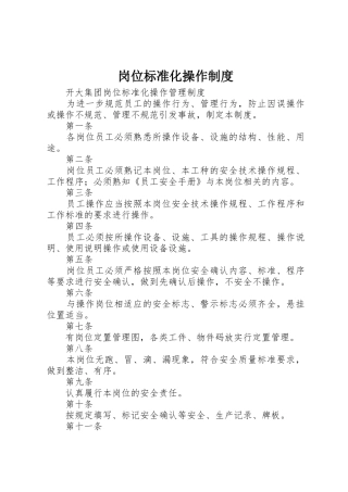 岗位标准化操作规章制度 