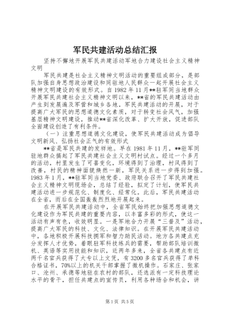 军民共建活动总结汇报