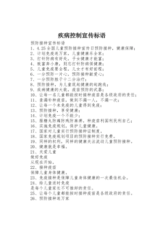 疾病控制标语集锦