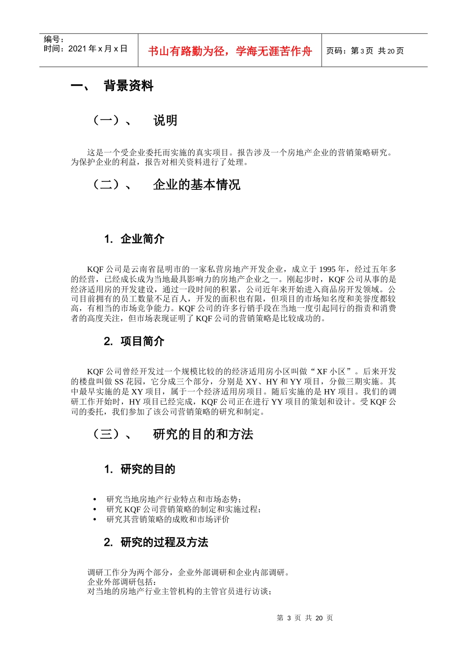 KQF公司市场营销策略报告_第3页