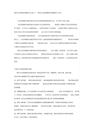 三：城市生态系统服务功能理论与方法