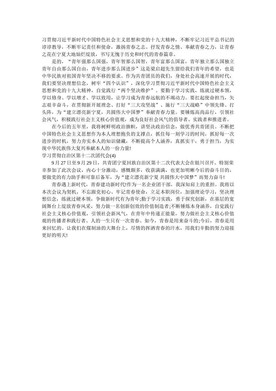 学习贯彻宁夏回族自治区第十二次团代会心得体会4篇参考 _第2页