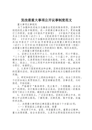 发改委重大事项公开议事规章制度细则范文