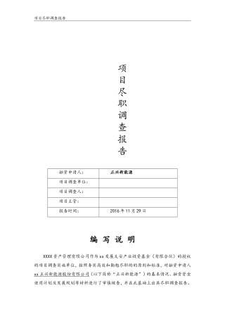 业务尽调报告模板(DOC33页)
