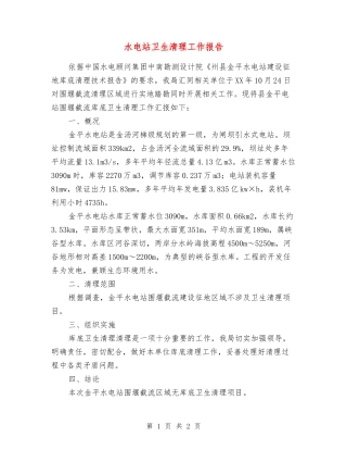 水电站卫生清理工作报告