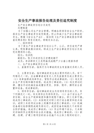 安全生产事故报告处理及责任追究规章制度细则