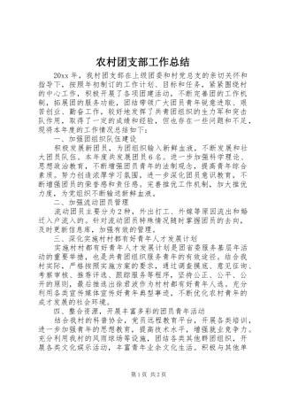农村团支部工作总结