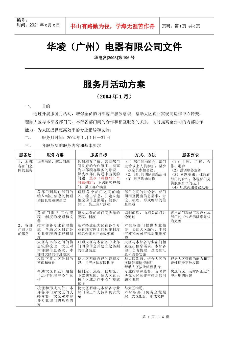 153华凌品牌服务月活动方案（内部专用）_第1页