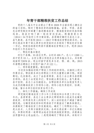 年青干部精准扶贫工作总结