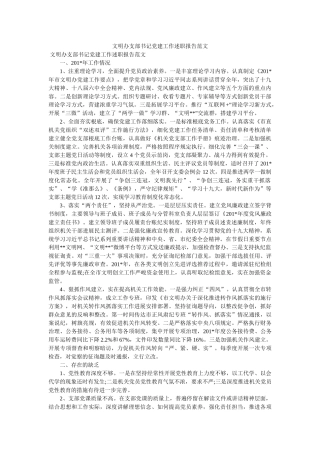 文明办支部书记党建工作述职报告范文 