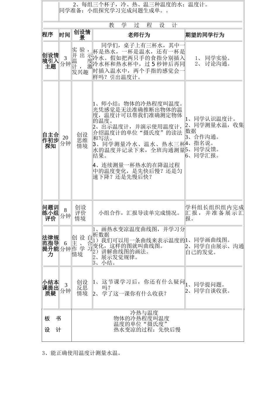 2024-2024年苏教版科学四上《冷热与温度》一案三单导学案_第2页