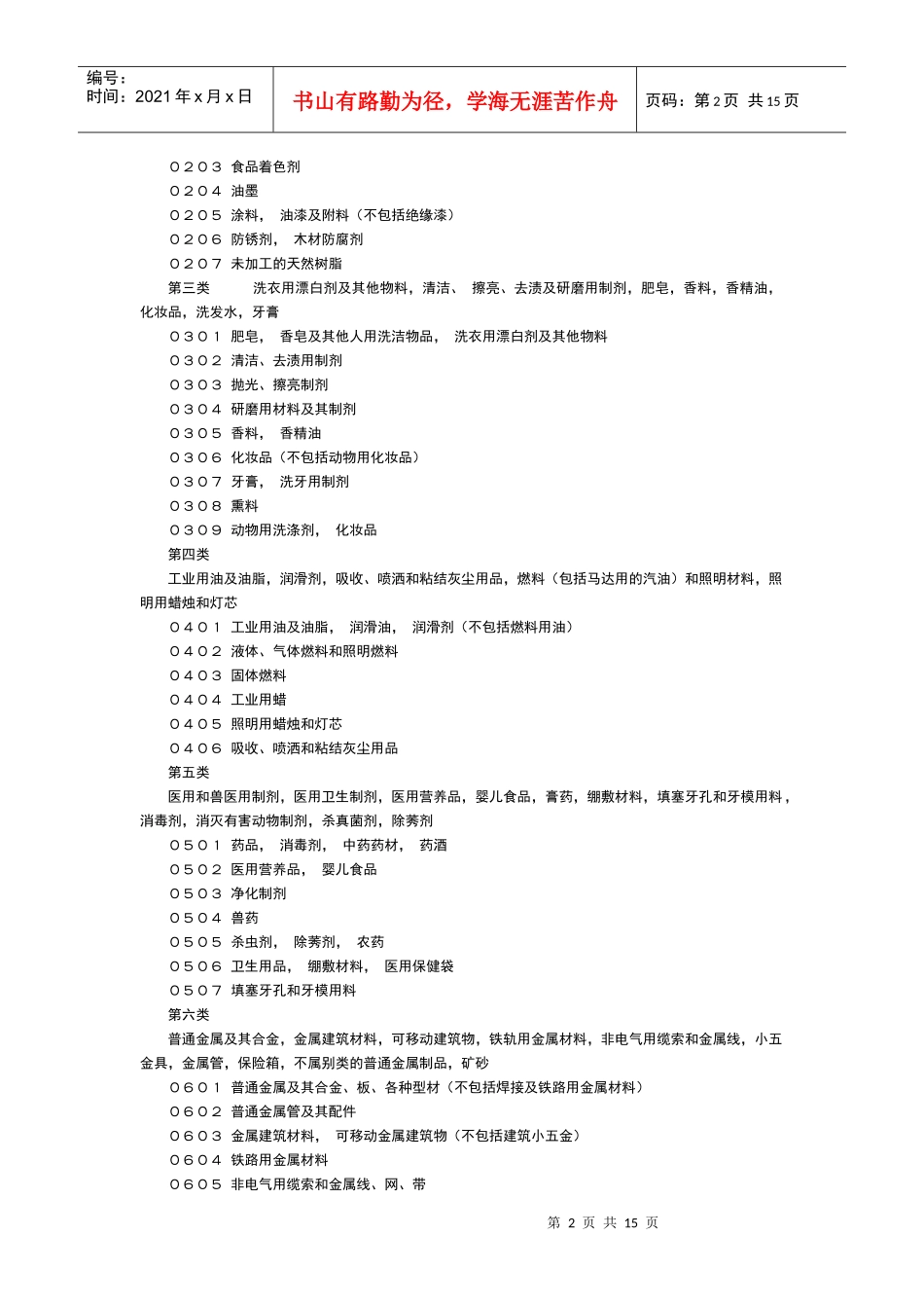 商标注册申请类似商品和服务区分表的目录_第2页