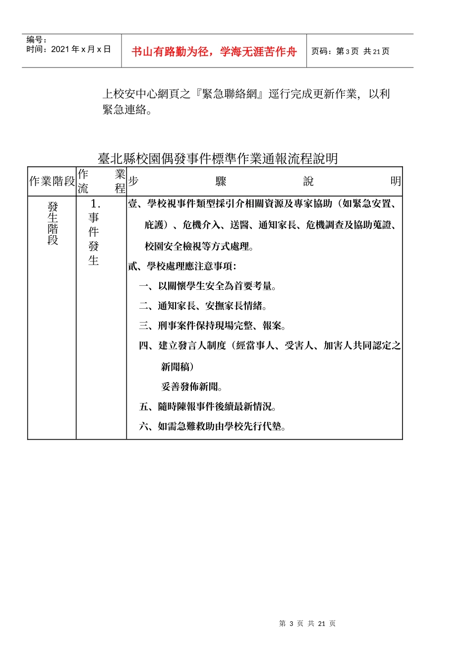 台北县新店市直潭国民小学偶发事件处理原则_第3页