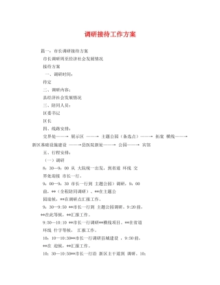调研接待工作方案 
