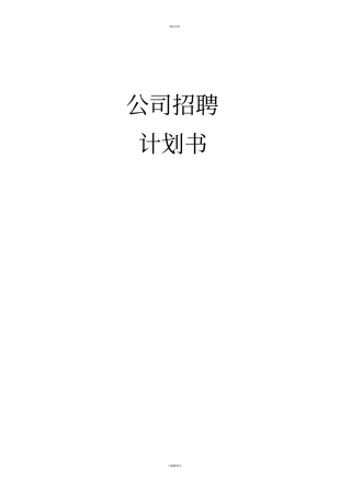 招聘计划方案(初步方案)