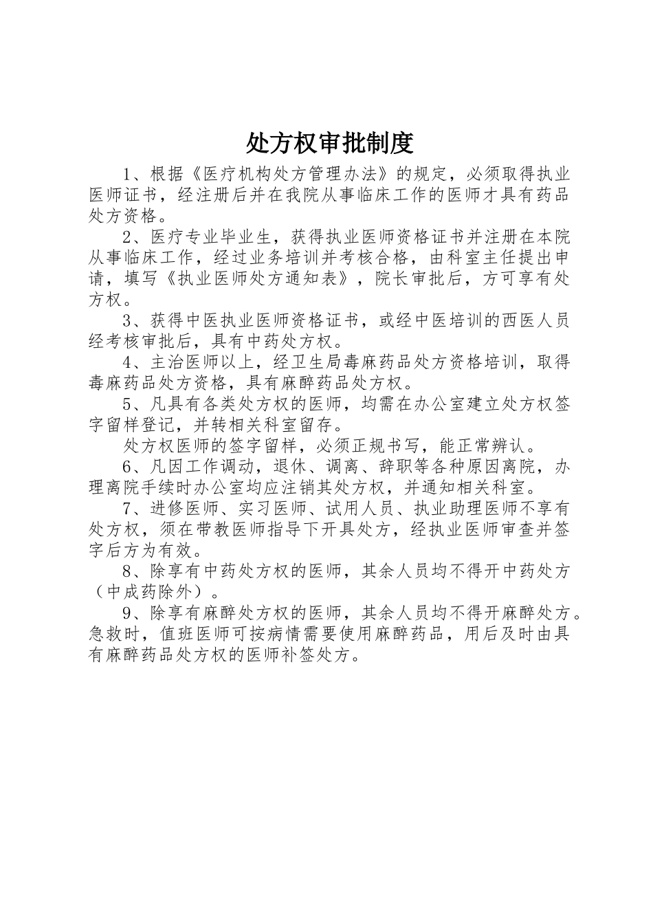 处方权审批规章制度 _第1页