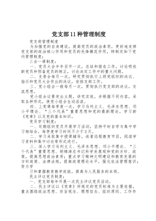 党支部11种管理规章制度细则