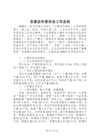 农委会年度农业工作总结