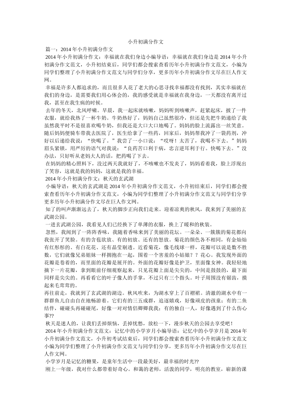 小升初满分作文 _第1页