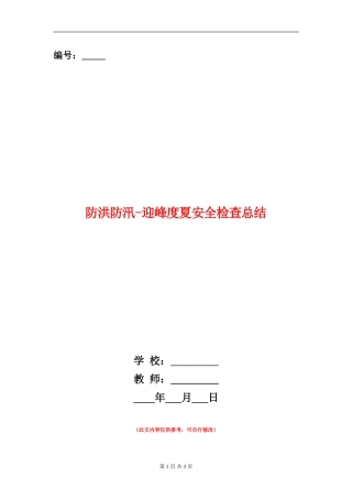 防洪防汛-迎峰度夏安全检查总结