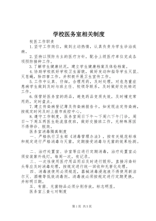 学校医务室相关规章制度 