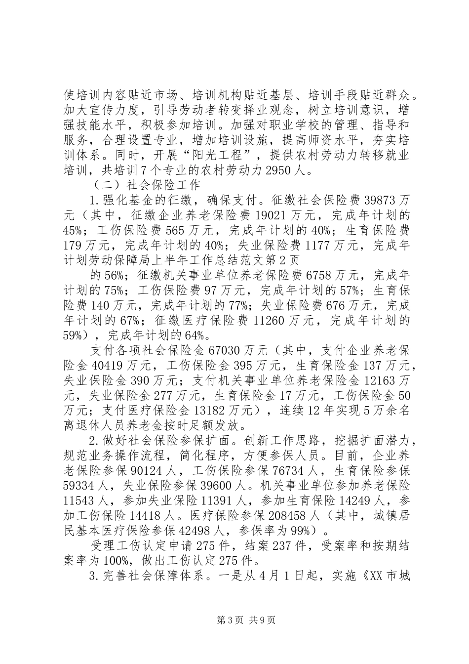 劳动保障局上半年工作总结范文_第3页