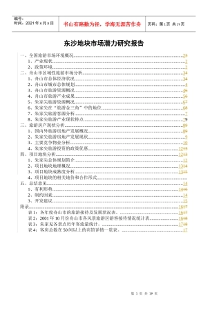 东沙地块市场潜力研究报告
