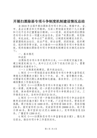开展扫黑除恶专项斗争制度机制建设情况总结