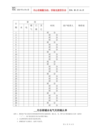 9、商铺水电气关闭确认单