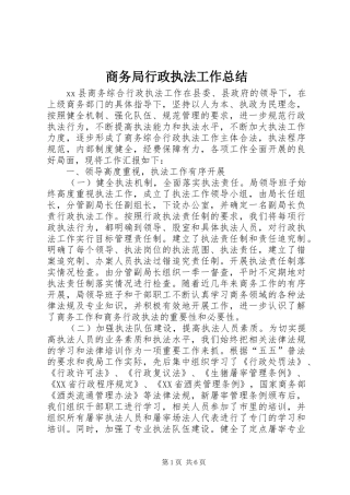 商务局行政执法工作总结