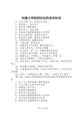 创建文明校园活动的宣传标语大全