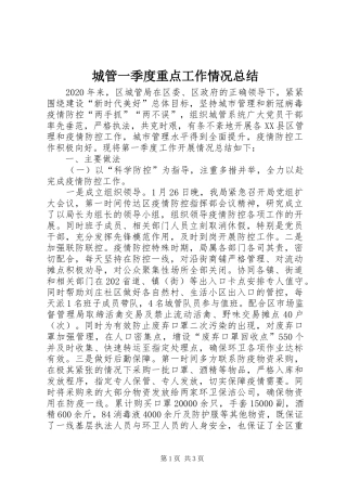 城管一季度重点工作情况总结