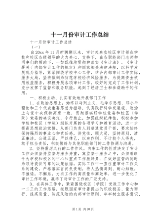 十一月份审计工作总结