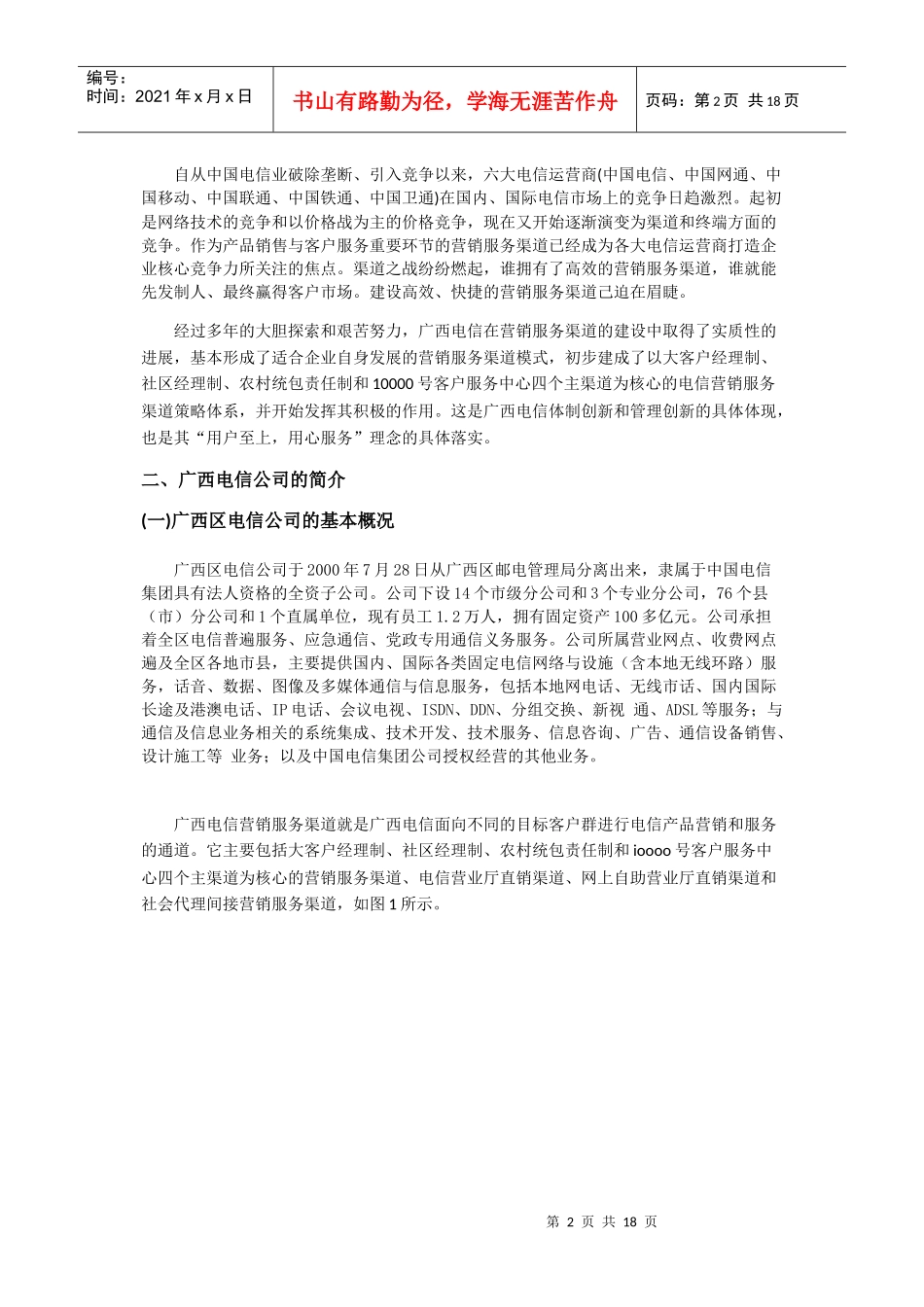 广西电信营销渠道策略调研报告样本_第2页