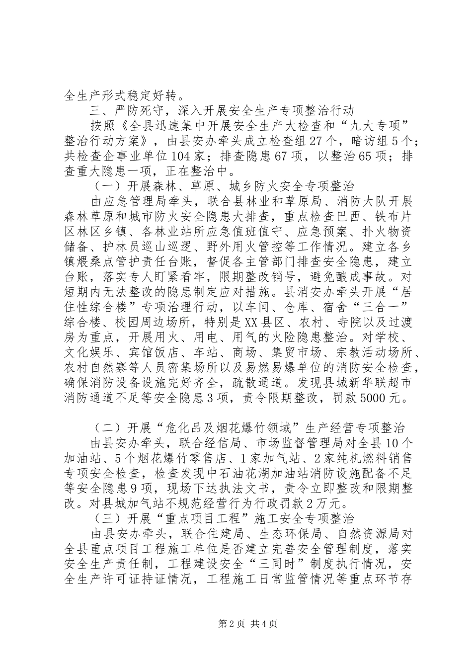 开展安全生产大检查和“九大专项”整治行动工作总结_第2页