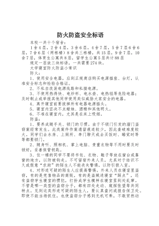 防火防盗安全标语集锦 (2)