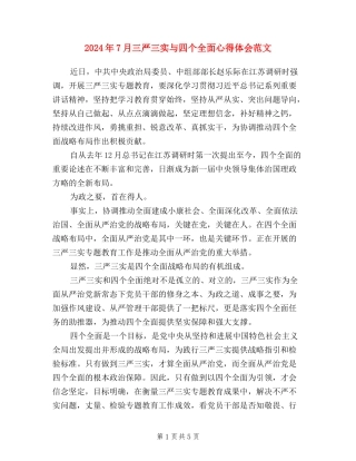 2024年7月三严三实与四个全面心得体会范文