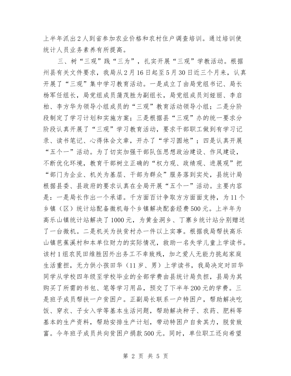 2024年上半年统计划局工作总结与2024年上半年统计员工作总结汇编_第2页