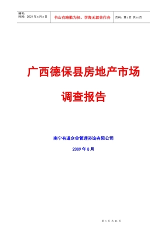 广西某县房地产市场调研报告
